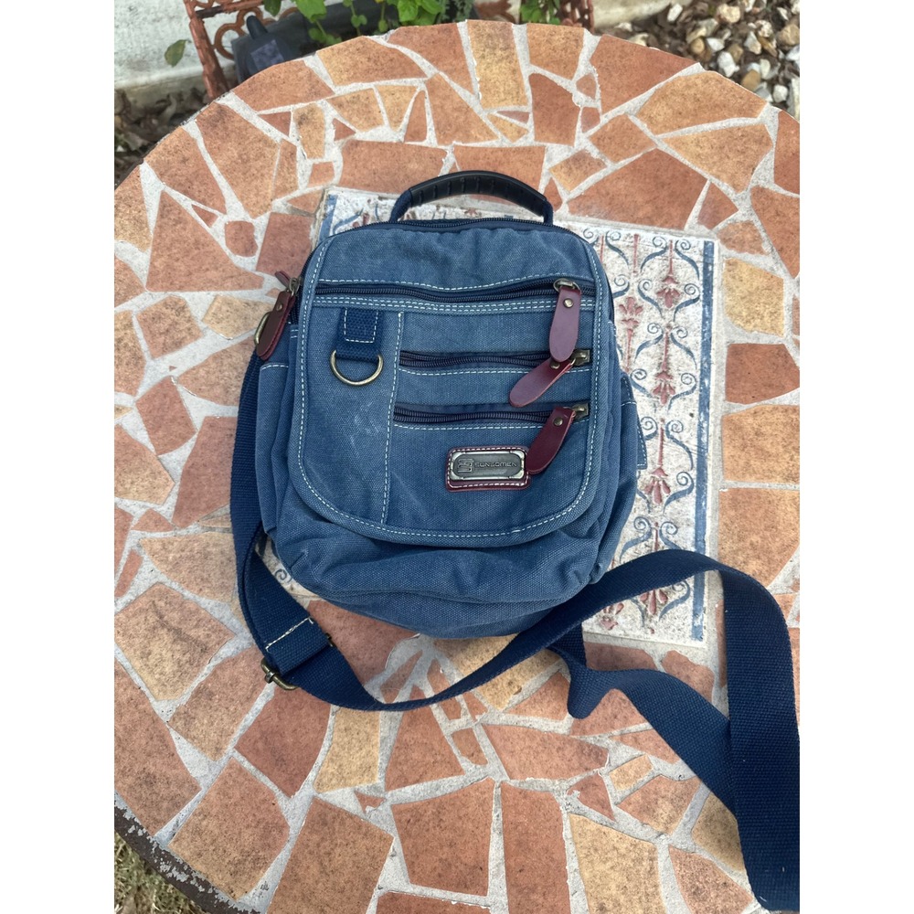 Sunsomen Blue Canvas Messenger Bag Crossbody Travel Utility Satchel Multi-Pocket